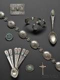Fourteen Southwest Silver and Turquoise Items