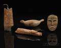 Four Eskimo Wood and Ivory Items