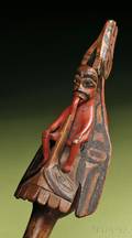 Tlingit Carved and Painted Wood Rattle
