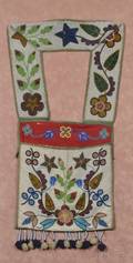 Framed Chippewa Beaded Cloth Bandolier Bag