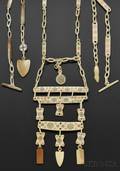 Eskimo Carved Ivory Chain Necklace and Two Watch Chains