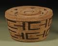 Tlingit Polychrome Twined Lidded Basket