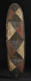 Mongo Region Polychrome Carved Wood Shield