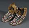 Pair of Cheyenne Youths Beaded Buffalo Hide Moccasins