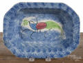 Blue spatter peafowl serving dish