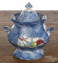 Blue spatter peafowl sugar bowl
