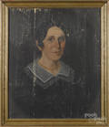 American oil on panel portrait of a woman
