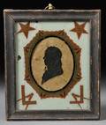 Framed Silhouette of a Gentleman in a Masonic Reversepainted Glass Mat