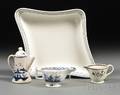 Enameldecorated Creamware Dish and Three Miniature Pearlware Serving Dishes