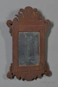 Diminutive Redpainted Chippendale Wooden Mirror