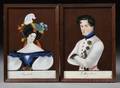 Two Small Reversepaintings on Glass Portraits of Napoleon and Charlotte