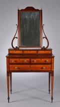 Federal Carved Mahogany and Birdseye Maple Veneer Dressing Chest with Mirror