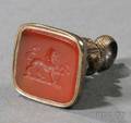 10kt Goldmounted Intagliocarved Carnelian Seal with Adams Crest