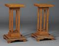 Pair of Stringinlaid Oak Pedestals
