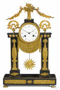 French black marble and ormolu portico clock 19th c