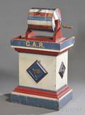 GAR Red White and Blue Painted Wooden Plinth with Drum Tumbler