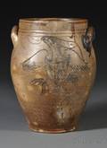Stoneware Jar with Incised Patriotic Eagle Decoration