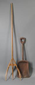 Shaker Wooden Hay Fork and Shovel