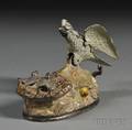 Polychrome and Painted Cast Iron Eagle and Eaglets Mechanical Bank
