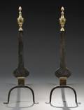 Pair of Urntop Brass and Iron Knife Blade Andirons