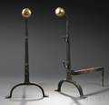 Pair of Brass and Iron Balltop Andirons