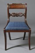Classical Carved Mahogany and Mahogany Veneer Klismos Side Chair