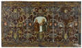 French painted and tooled leather panel 17th18th c