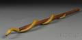 Folk Carved and Painted Wooden Snake Cane