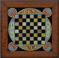 Independent Order of Odd Fellows Reversepainted Glass Game Board