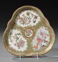 Rose Medalliondecorated Porcelain Lobed Tray
