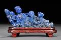 Lapis Lazuli Carving on Wood Stand