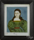 Reverse painted portrait of a woman