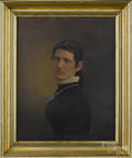 American oil on canvas portrait of a woman