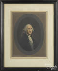 Pair of color engravings of George and Martha Washington