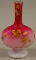 Webb Attributed Giltenamel Decorated Cased Quilted Satin Art Glass Vase