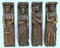 Four European Carved Walnut Figural Furniture Fragments Depicting Women