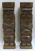 Pair of Modern Carved Wood Totemstyle Table Lamp Bases