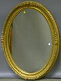 Goldpainted Victorian Oval Gesso and Wood Framed Mirror