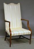 Federal Upholstered Inlaid Mahogany Lolling Chair