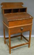 Country Federal Redstained Pine Slantlid School Masters Desk on Frame