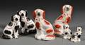 Six Victorian Staffordshire Pottery Spaniels