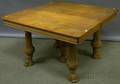 Late Victorian Square Carved Oak Dining Table