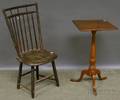 Brownpainted Windsor Birdcage Side Chair and a Federal Cherry and Maple Candlestand