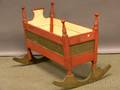 Polychromepainted Wood Rocking Open Cradle