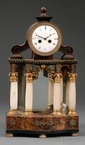 Biedermeier Painted and Parcelgilt Onyx and Giltmetalmounted Mantel Clock