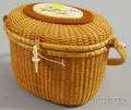 Nantucketstyle Oval Woven Basketry Lidded Purse