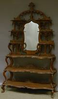 Victorian Carved Walnut and Mirrored Sixtier Etagere
