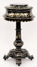 Victorian Papier Mache MOP Inlaid Sewing Stand