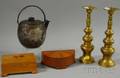 Five Assorted Metal and Wood Decorative Items