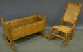 Empire Caned Tiger Maple Rocker and a Country Walnut Open Rocking Cradle